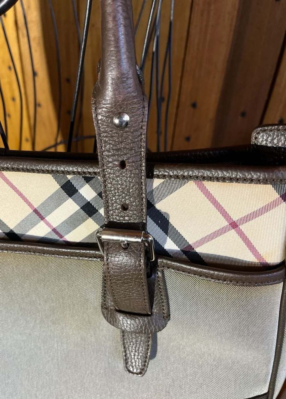 Burberry Blue Label Nova Check Canvas and Leather Shoulder Bag Tote - Picture 4 of 12
